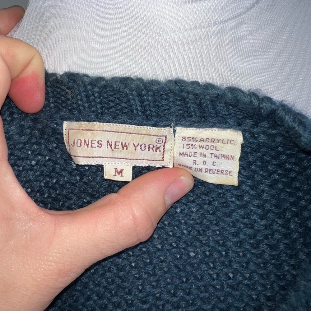 Floral Knit Sweater - Teal - Picture 9 of 9
